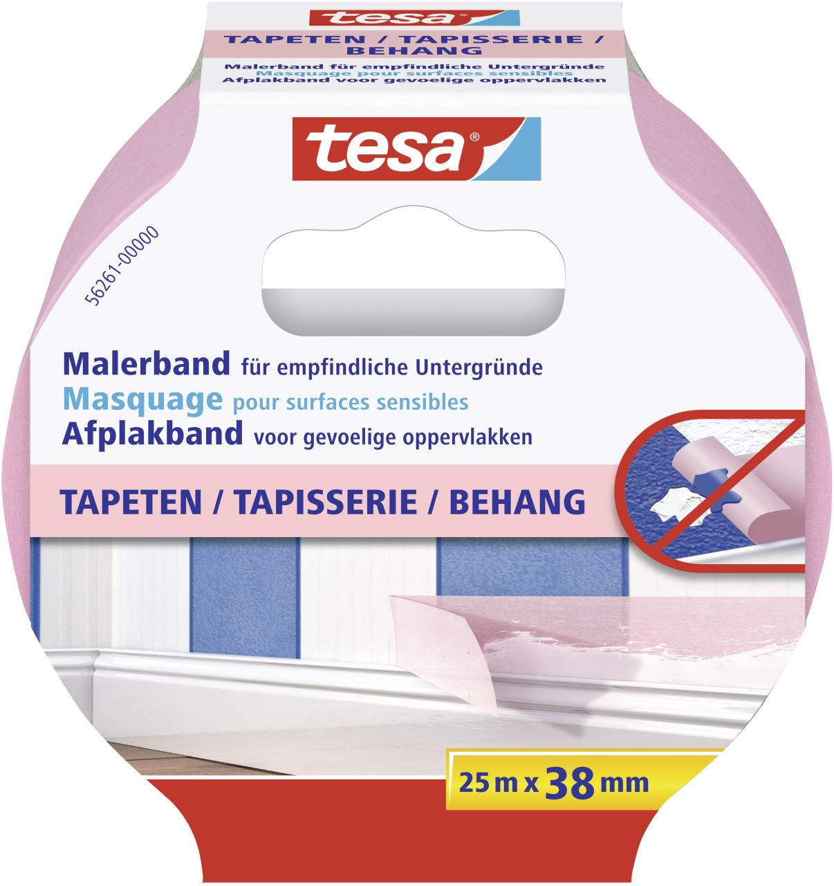 tesa Malerband Tapeten 25 m x 38 mm, rosa von Tesa