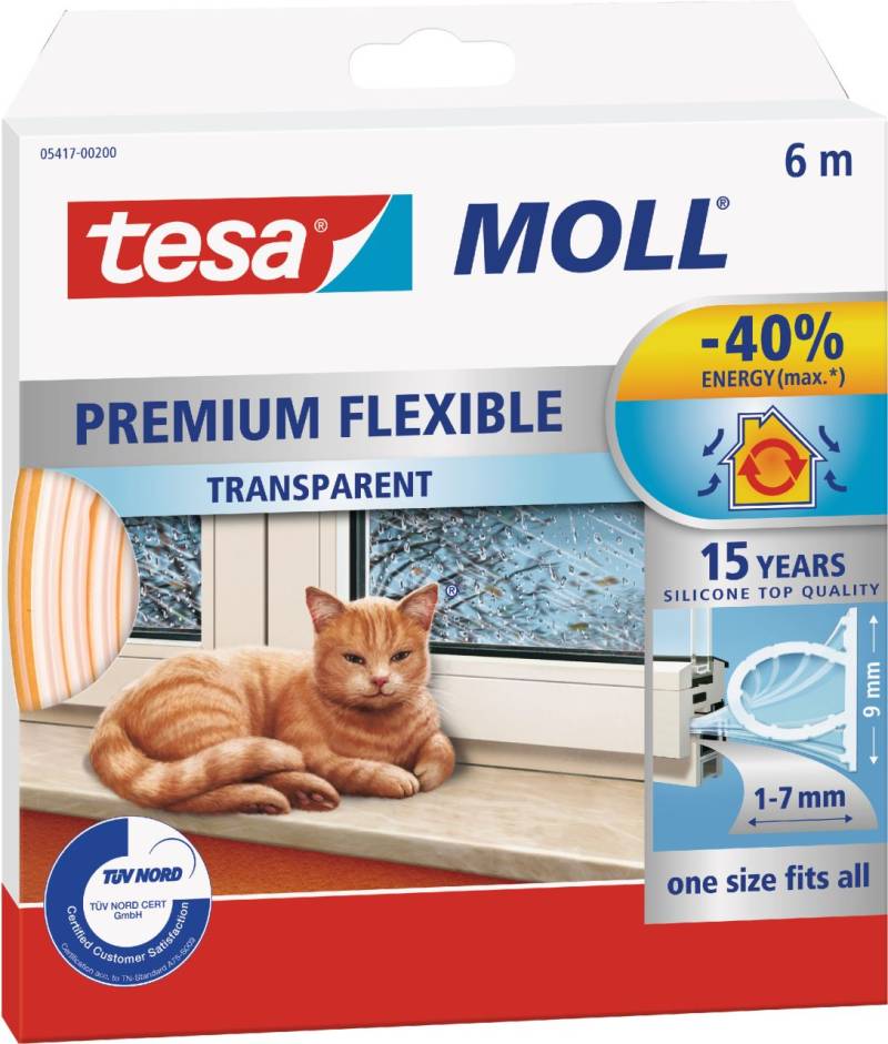 tesa Moll Dichtungsprofil Super Flex 6 m, transparent von Tesa
