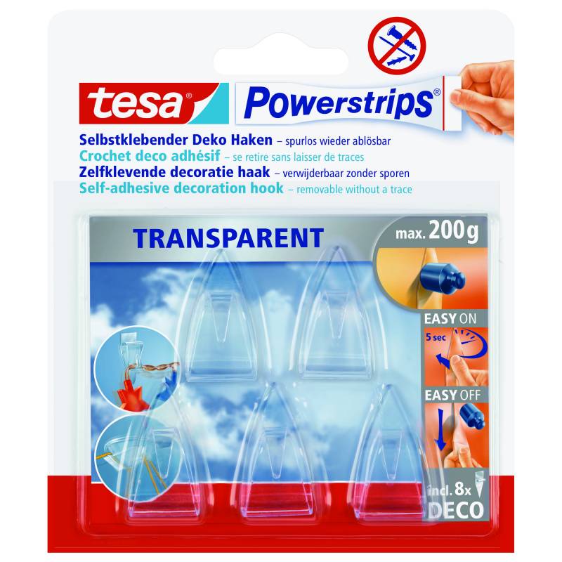 tesa Powerstrips® Deko-Haken transparent 5 Stück von Tesa