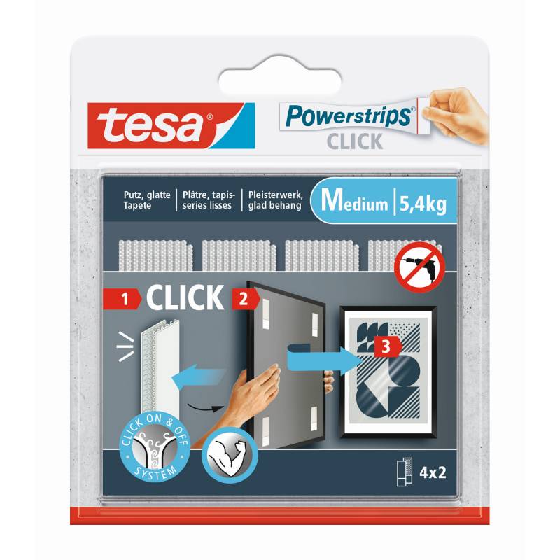 tesa Powerstrips Click Klett-Klebepads medium 4 x 2 Stück von Tesa
