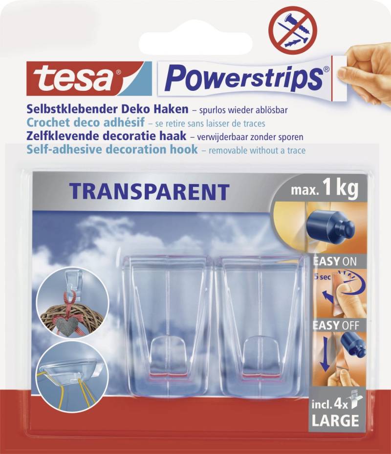 tesa Powerstrips Deco Haken Large transparent von Tesa
