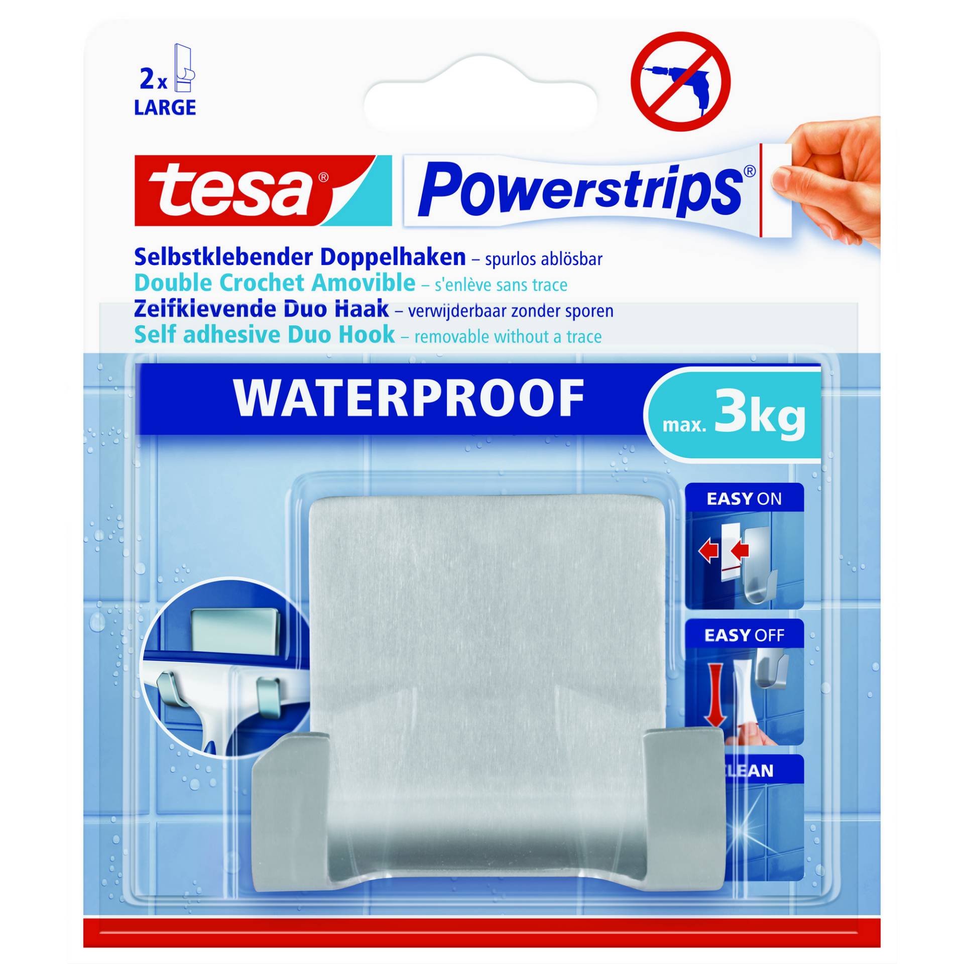 tesa Powerstrips Duohaken "Waterproof" edelstahlfarben tesa Powerstrips Duohaken "Waterproof" edelstahlfarben von Tesa