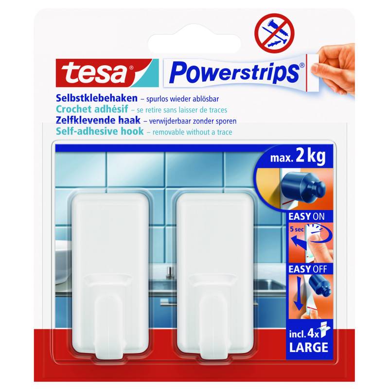 tesa Powerstrips Haken "Classic" large weiß 2 Stück von Tesa
