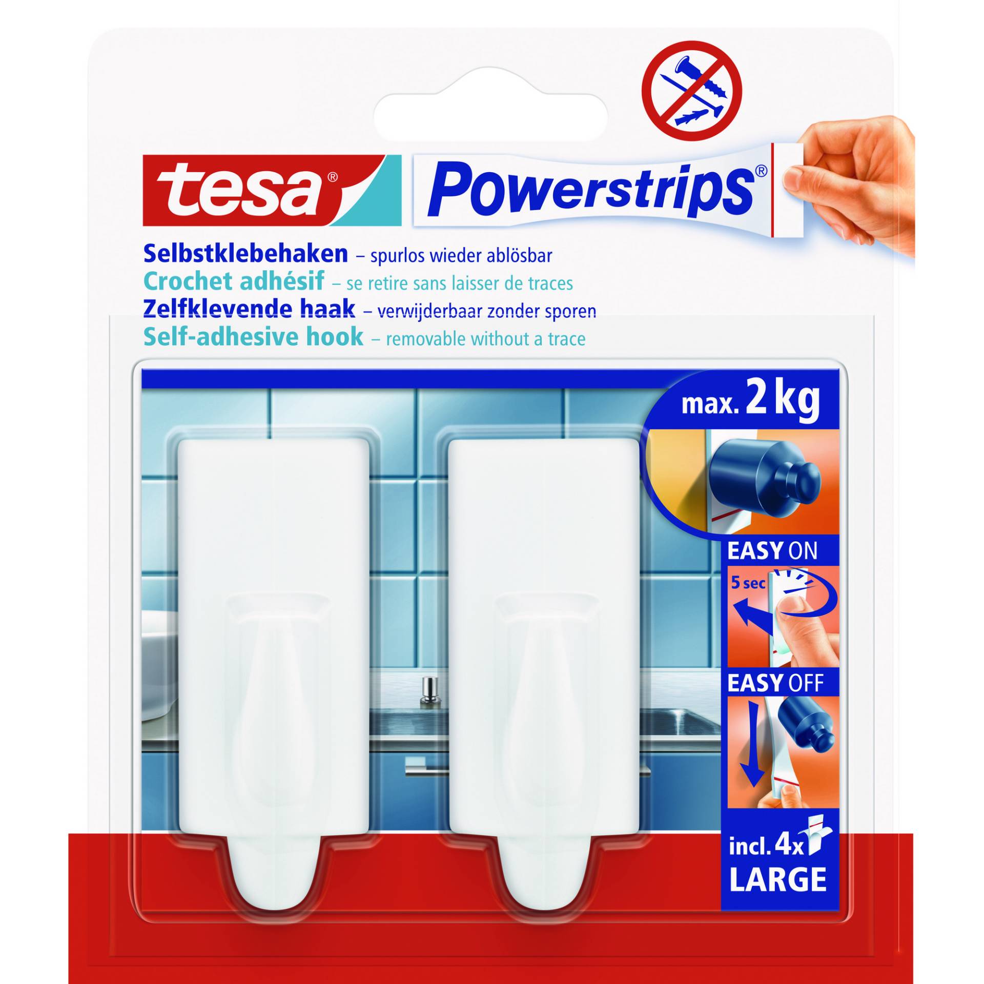 tesa Powerstrips Haken "Large Trend" weiß 2 Stück von Tesa