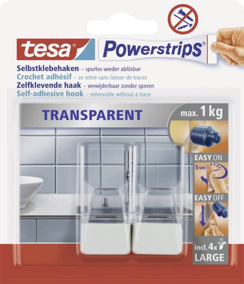 tesa Powerstrips Haken Large transparent-weiß von Tesa