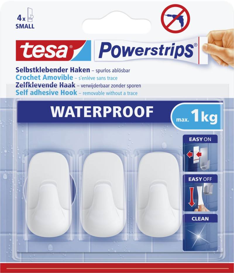 tesa Powerstrips Haken Small Waterproof rechteckig, weiß von Tesa