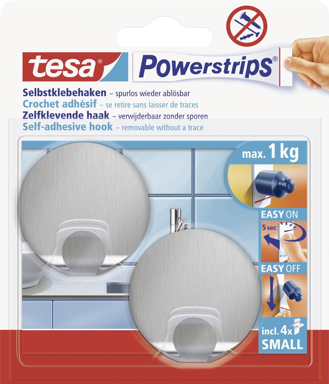 tesa Powerstrips Haken Small rund, weiß von Tesa