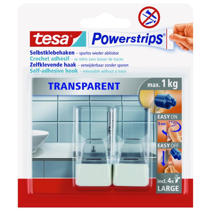 tesa Powerstrips Haken "Transparent" weiß von Tesa