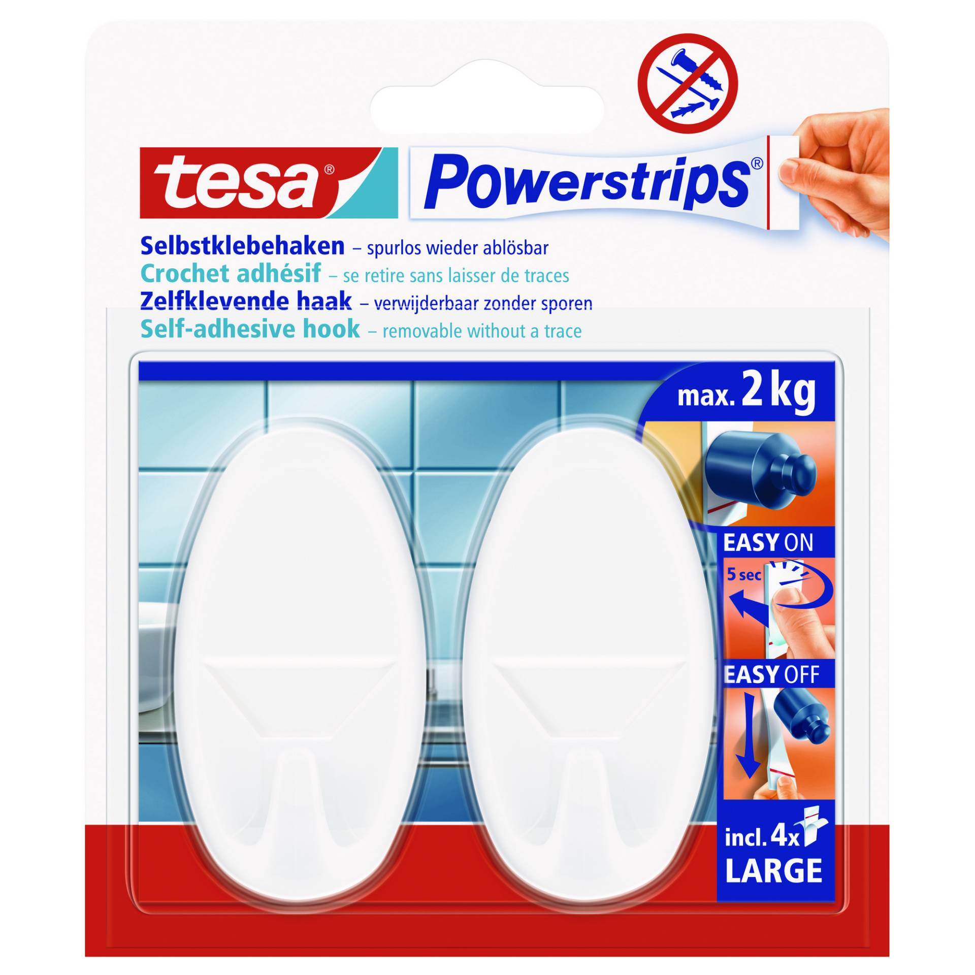 tesa Powerstrips Haken large oval weiß von Tesa