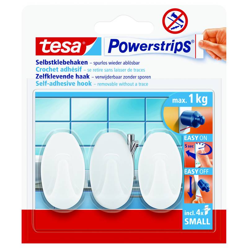 tesa Powerstrips Haken small oval weiß 3 Stück von Tesa