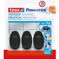 Tesa - Powerstrips Klebehaken Small Oval - 3 x selbstklebende Wandhaken - für Kacheln, Glas, Kunststoff und weitere Untergründe - 1 kg Halteleistung von Tesa