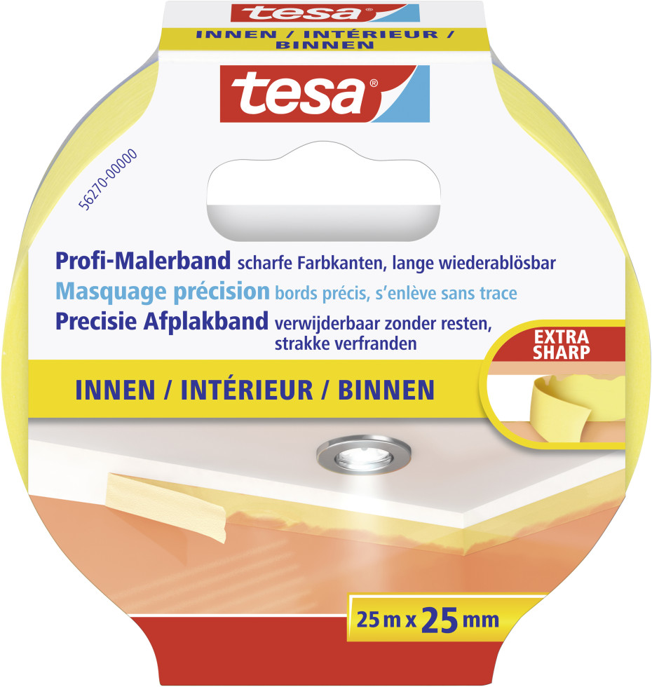 tesa Profi-Malerband Innen 25 m x 25 mm, gelb tesa Profi-Malerband Innen 25 m x 25 mm, gelb von Tesa