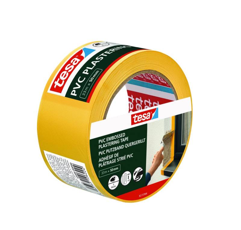 tesa Putzband PVC quergerillt gelb 33 m x 50 mm von Tesa