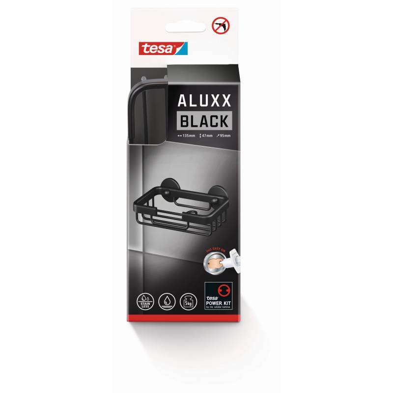 tesa Seifenkorb 'Aluxx Black' mattschwarz 13,5 x 4,7 x 9,5 cm von Tesa