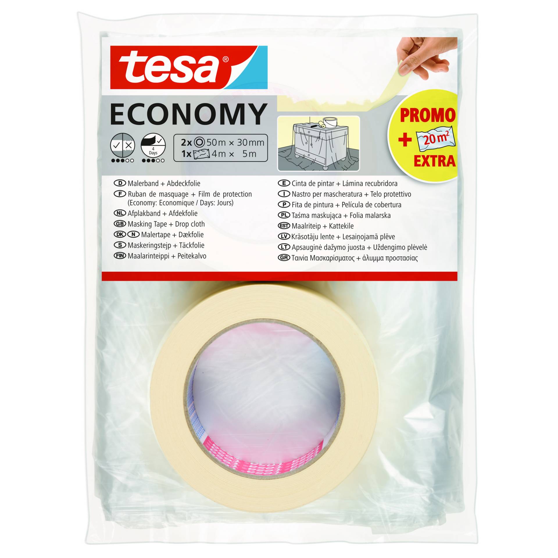 tesa Tesa "Universal“ Malerband mit Abdeckfolie 2 Stück von Tesa