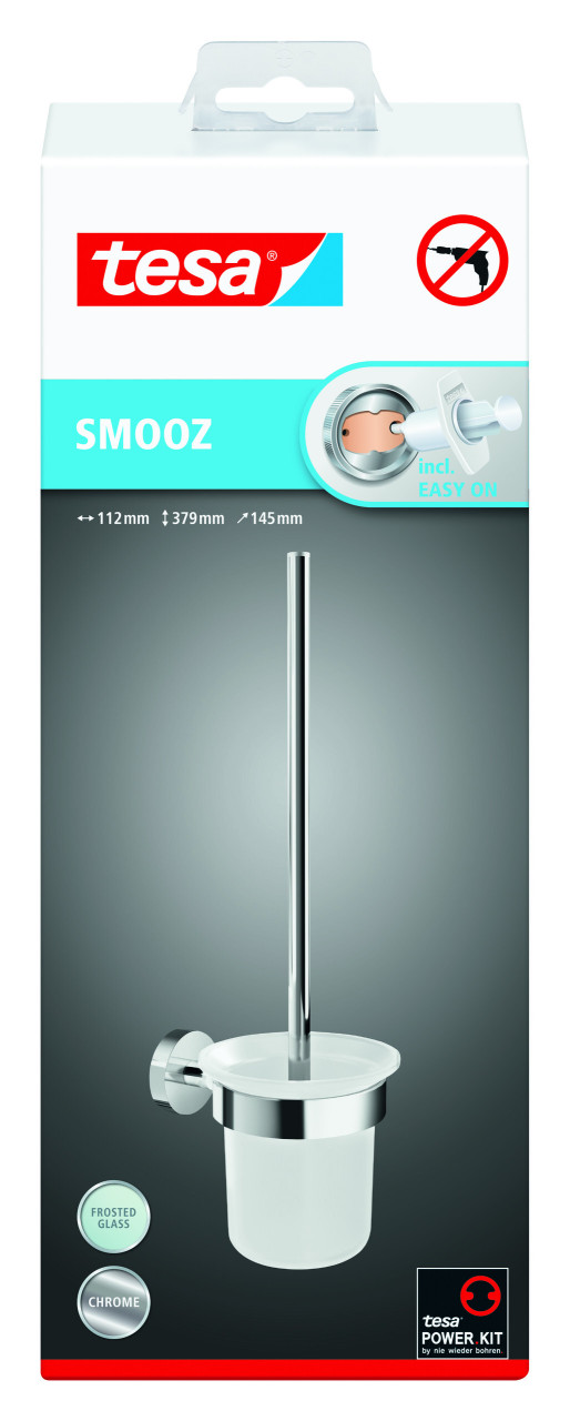 tesa Toilettenbürste Smooz verchromtes Metall mit Wandbefestigungstechnologie von Tesa