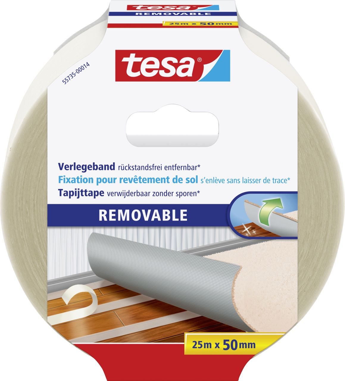 tesa Verlegeband 25 m x 50 mm, gewebeverstärkt, rückstandsfrei entfernbar von Tesa