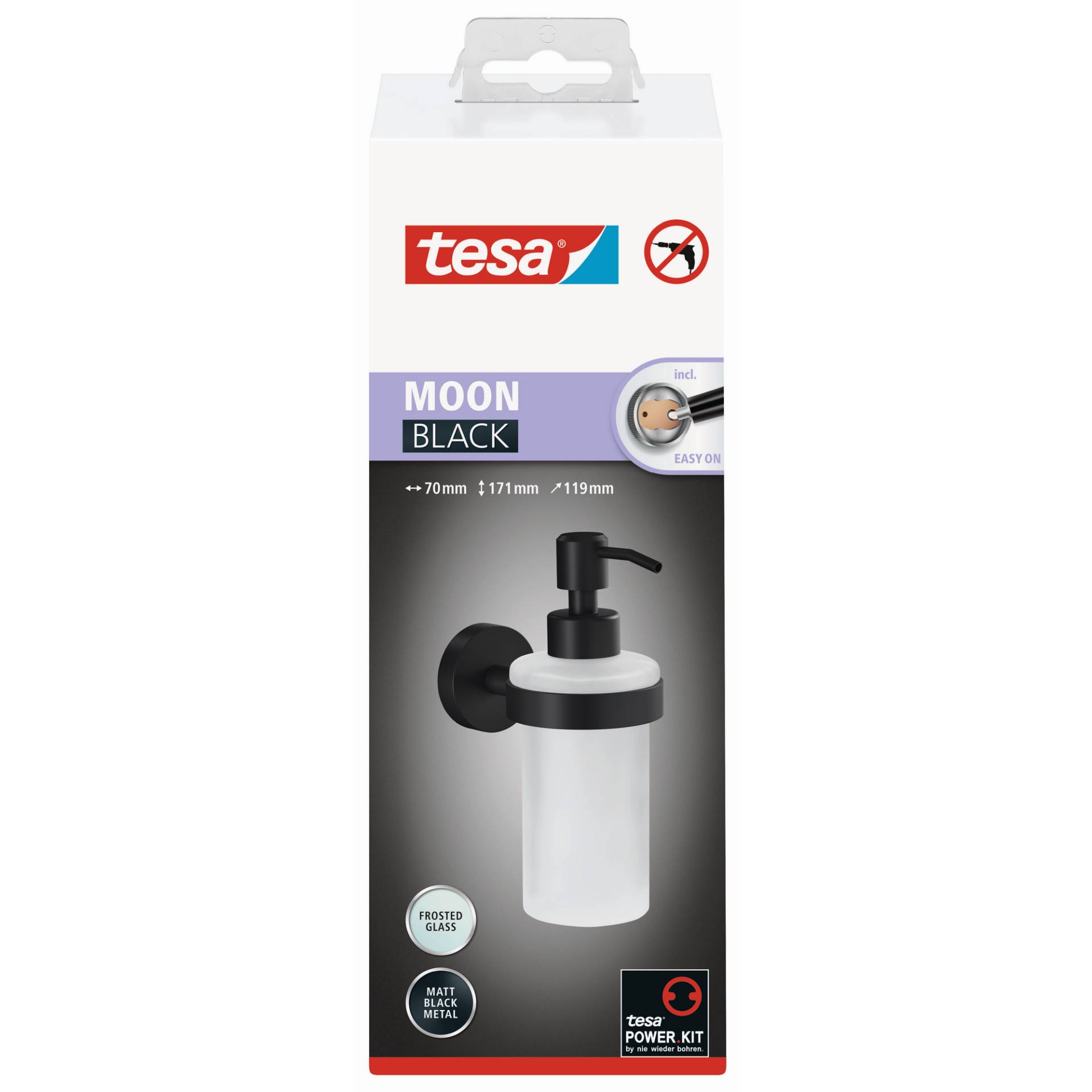tesa Wandseifenspender 'Moon Black' schwarz matt mit Klebelösung 7 x 17,1 x 11,9 cm tesa Wandseifenspender 'Moon Black' schwarz matt mit Klebelösung 7 x 17,1 x 11,9 cm von Tesa