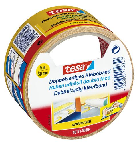 tesa doppelseitiges Klebeband Universal 5 m x 50 mm, beige von Tesa