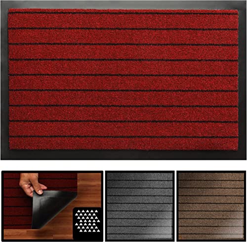 Tesar Alaska Saugfähige Fußmatte für den Außenbereich, Haustür, wasserdicht, waschbar, antibakteriell, gepolstert, rutschfest, Flur, Küche, Schlafzimmer (Rot, 60 x 90 cm) von Tesar