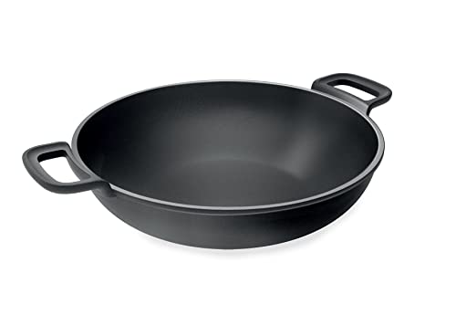 Tescoma MASSIVE Gusseisen-Wok ø 30 cm | Schnelle & gleichmäßige Wärmeleitung | Selbstverstärkende Antihaftbeschichtung | Ideal für Power-Grill PARTY TIME | Langlebig von Tescoma