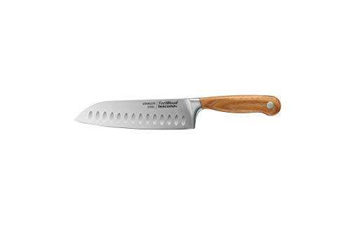Tescoma FEELWOOD Santokumesser 17 cm I Erstklassiger japanischer rostfreier Edelstahl mit gehärtetem Eschenholz-Griff I Vielseitige und präzise Schneidleistung für jede Küche von Tescoma