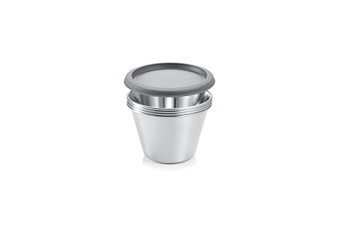 Tescoma GrandCHEF Professionelle Panna Cotta Form, Edelstahl, Set mit 4 Tassen mit Deckel von Tescoma