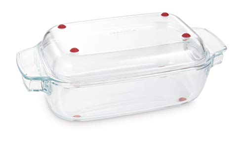 Tescoma GrandCHEF Bräter 34x19 cm aus Borosilikatglas | Premium Hitzebeständigkeit | Schutz durch Silikon-Füße | Ergonomische Griffe | Vielseitig & Spülmaschinengeeignet von Tescoma