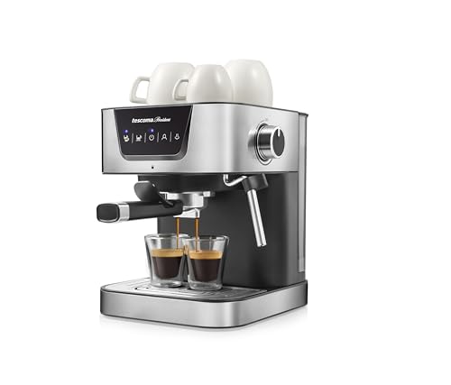 Tescoma PRESIDENT Espressomaschine I Individuell Einstellbar für Perfekte Kaffeespezialitäten I Heißdampf- und Heißwassererzeuger I Tassenwärmer -I Aus Edelstahl, Metall & Robustem Kunststoff escoma von Tescoma