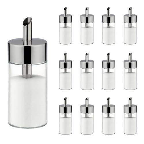Tescoma Zuckerstreuer-Set (12 Stück) aus Glas und Edelstahl, ideal für weißen und braunen Zucker, 150ml, Zuckerdosierer CLUB von Tescoma