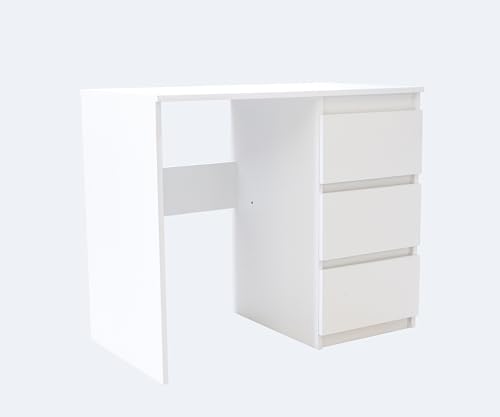Tesconcept Schreibtisch mit Schubladen 90x48x76cm | Schülerschreibtisch | Kinderschreibtisch mit Stauraum | Arbeitstisch | Moderner Schreibtisch Weiß | Ideal für Büro, Jugendzimmer, Kinderzimmer von Tesconcept