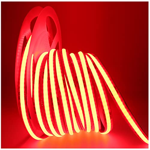 Tesfish LED Streifen Lichts 24V, Band COB Rot 5M 320 LEDs/M Insgesamt 1600 LEDs Neon Licht Flexibel Lichtleisten Leiste für Party, Theke, Regal, Wohnkultur von Tesfish