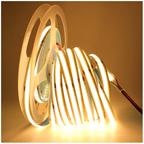 Tesfish LED Streifen Lichts 24V, LED Band COB Warmweiß 3000K 5M 320 LEDs/M Insgesamt 1600 LEDs Neon Licht Flexibel LED Lichtleisten Leiste für Party, Theke, Regal, Wohnkultur von Tesfish