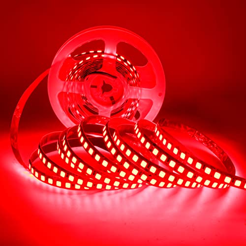 Tesfish 12V LED Streifen Licht, 5 Meter Rote LED Lichtleisten SMD 5054 IP20 120 LEDs/M, Total 600 LEDs LED Bänder, LED Strips für Zuhause, Regal, Küche Dekoration von Tesfish