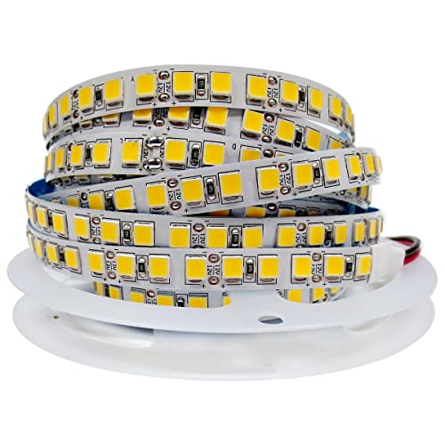 Tesfish 12V LED Streifen Licht, 5M Warmweiß 3000K LED Lichtleisten SMD 5054 IP20 120 LEDs/M, Total 600 LEDs Super Hell LED Bänder, LED Strips für Zuhause, Regal, Küche Dekoration von Tesfish