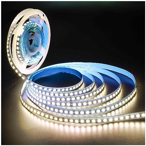 Tesfish 12V LED Streifen Licht, Naturweiß 4000K 5M LED Strip Lichtband 10000LM Super Hell SMD 5050 IP20 Gesamt 600 LEDs LED Band LED Lichtleiste für Schlafzimmer, Küche, Werbung Dekoration von Tesfish