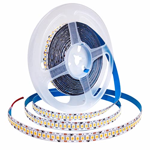 Tesfish 12V LED Streifen Licht, Warmweiß 3000K 5M LED Strip Lichtband 2835 IP20 240 LEDs/M, Total 1200 LEDs Super Hell LED band LED Lichtleiste LED Leiste für Schlafzimmer, Küche Dekoration von Tesfish