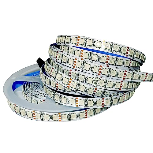 Tesfish 12V RGB LED Streifen Lichts, 5M LED Strip Lichtband SMD 5050 IP20 Gesamt 600 LEDs Farbwechsel LED Band LED Leiste LED Lichtleiste für Schlafzimmer, Küche, Werbung Dekoration von Tesfish