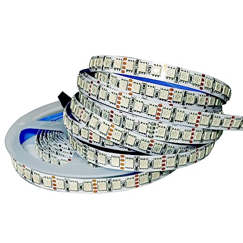 Tesfish 12V RGB LED Streifen Lichts, 5M Strip Lichtband SMD 5050 IP20 Gesamt 600 LEDs Farbwechsel Band Leiste Lichtleiste für Schlafzimmer, Küche, Werbung Dekoration von Tesfish