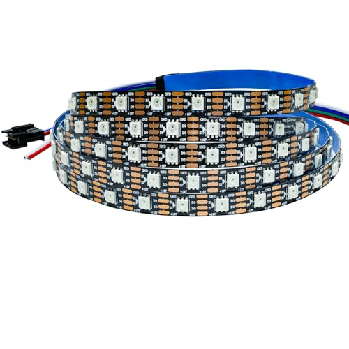 Tesfish 12V WS2815 LED Streifen Licht, 2m RGB Dual Signal Pixel Strip SMD 5050 120 LEDs IP30 Vollfarbiger Individuell Adressierbarer Programmierbar Lichtleiste für DIY, Werbung Dekoration von Tesfish