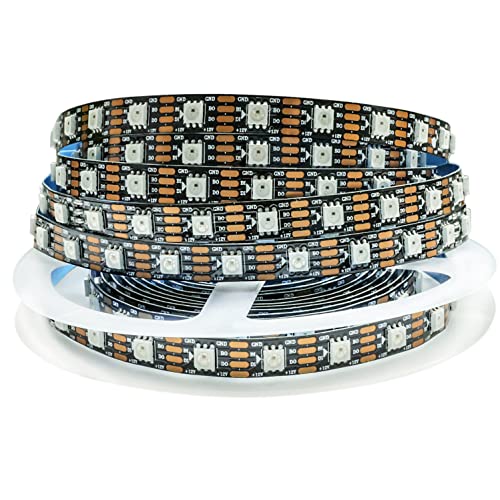 Tesfish 12V WS2815 LED Streifen Licht, 5m RGB Dual Signal Pixel Strip SMD 5050 300 LEDs IP30 Vollfarbiger Individuell Adressierbarer Programmierbar Lichtleiste für DIY, Werbung Dekoration von Tesfish