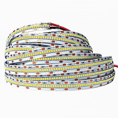 Tesfish 24V LED Streifen Lichts, Naturweiß 4000K Pro Version Super Hell, 5M Strip Lichtband SMD 2025 IP20 420 LEDs/M, Total 2100 LEDs Lichtleiste Leiste für Schlafzimmer, Küche Dekoration von Tesfish