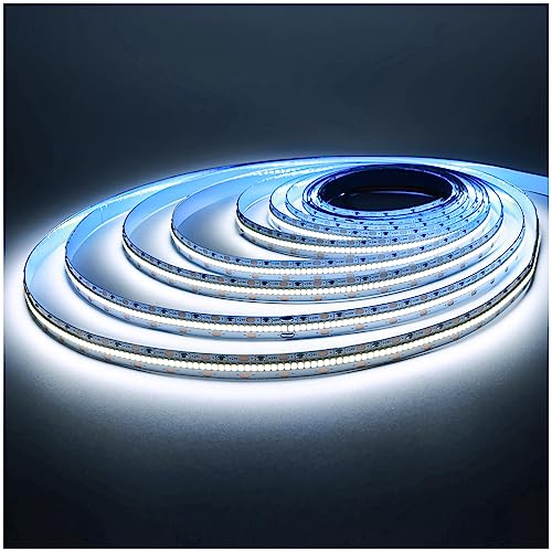 Tesfish 24V LED Streifen Lichts, Weiß 6000K Pro Version Super Hell, 5M LED Strip Lichtband SMD 2025 IP20 420 LEDs/M, Total 2100 LEDs LED Lichtleiste LED Leiste für Schlafzimmer, Küche Dekoration von Tesfish