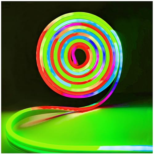 Tesfish 5V Neon LED Streifen, RGB Pixel Strip 2 Meter Flexibel IP65 Wasserdicht Band Vollfarbiger Individuell Adressierbarer Smart Lichtleiste für DIY Werbung Dekoration von Tesfish