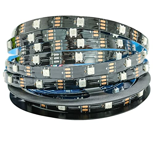 Tesfish 5V WS2812B LED Streifen Licht, 5 Meter RGB LED Pixel Strip 5050 150 LEDs IP30 Flexible Vollfarbiger Individuell Adressierbarer Smart Lichtleiste für Werbung Dekoration DIY Projekte von Tesfish