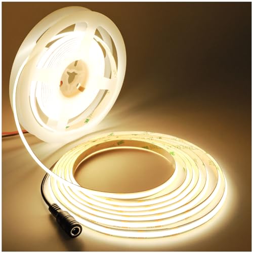 Tesfish LED Streifen Licht COB, DC 12V 5 Meter Band 480 LEDs/M Natürliches Weiß 4000K Neon Licht Flexibel Super Hell Lichtleisten Leiste mit DC-Anschluss für Party, Theke, Regal, Wohnkultur Tesfish LED Streifen Licht COB, DC 12V 5 Meter Band 480 LEDs/M Natürliches Weiß 4000K Neon Licht Flexibel Super Hell Lichtleisten Leiste mit DC-Anschluss für Party, Theke, Regal, Wohnkultur von Tesfish