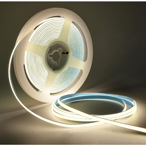 Tesfish LED Streifen Lichts 12V, 5mm Breit Ultra Schmal Band COB Naturweiß 4000K 5 Meter 400 LEDs/M Insgesamt 2000 LEDs Neon Licht Lichtleisten Leiste für Party, Theke, Regal, Wohnkultu Tesfish LED Streifen Lichts 12V, 5mm Breit Ultra Schmal Band COB Naturweiß 4000K 5 Meter 400 LEDs/M Insgesamt 2000 LEDs Neon Licht Lichtleisten Leiste für Party, Theke, Regal, Wohnkultu von Tesfish