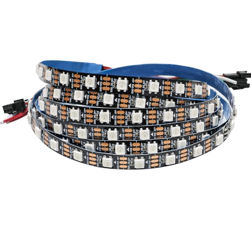 Tesfish WS2812B LED Streifen Licht RGB Pixel Strip 2m 5V 5050 120 LEDs IP30 Flexible Schwarze PCB Vollfarbiger Individuell Adressierbarer Smart Lichtleiste für Werbung Dekoration DIY Projekte von Tesfish