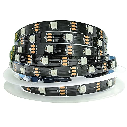 Tesfish WS2812B LED Streifen Licht RGB LED Pixel Strip 5m 5V 5050 150 LEDs IP30 Flexible Schwarze PCB Vollfarbiger Individuell Adressierbarer Smart LED Lichtleiste für Werbung Dekoration DIY Projekte von Tesfish