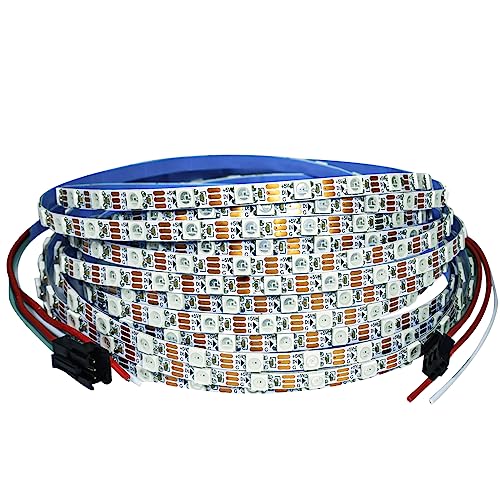 Tesfish WS2812B LED Streifen Lichts 5V, 5mm Breit Ultra Dünn RGB LED Pixel Strip 5m 5050 300 LEDs IP30 Weiß PCB Vollfarbiger Individuell Adressierbarer LED Lichtleiste für DIY Werbung Dekoration von Tesfish